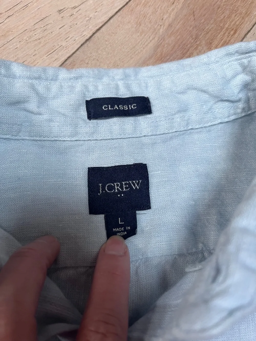 J.Crew Men's Large Linen Blend Button Down Shirt Light Blue Long Sleeve Classic